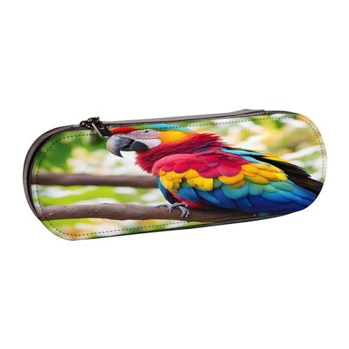 SDFHU Fantastisches Federmäppchen aus Leder mit Papageienfeder-Motiv, vielseitiges Federmäppchen aus Leder, für Reisen und den täglichen Gebrauch von SDFHU
