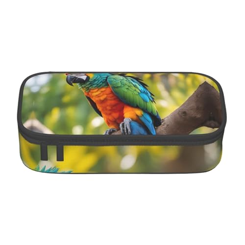 SDFHU Fantastisches Federmäppchen mit Papageienfeder-Druck, multifunktional, Schreibwaren, Aufbewahrungstasche, Zubehör, Kosmetikartikel, Erwachsene von SDFHU