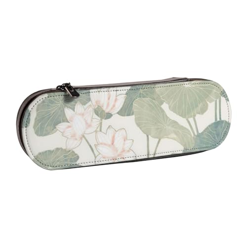 SDFHU Federmäppchen aus Leder, Motiv: schwarze Lilien-Pads – vielseitiger Stifthalter aus Leder, für Reisen und den täglichen Gebrauch von SDFHU