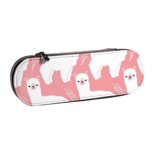 SDFHU Federmäppchen aus Leder mit Alpaka-Lama-Druck, vielseitiges Stifteetui aus Leder, für Reisen, Alltag von SDFHU
