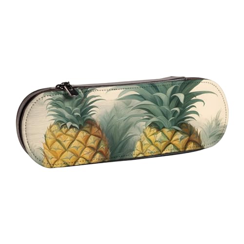 SDFHU Federmäppchen aus Leder mit Ananas-Aufdruck – vielseitiger Stifthalter aus Leder für Reisen und den täglichen Gebrauch von SDFHU