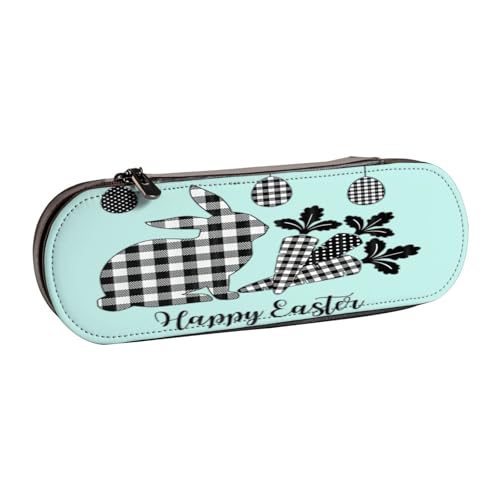 SDFHU Federmäppchen aus Leder mit Aufdruck "Happy Easter" – Vielseitiger Stifthalter aus Leder für Reisen und den täglichen Gebrauch von SDFHU