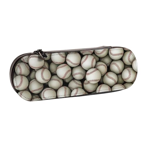 SDFHU Federmäppchen aus Leder mit Baseball-Aufdruck – vielseitiger Stifthalter aus Leder für Reisen und den täglichen Gebrauch von SDFHU
