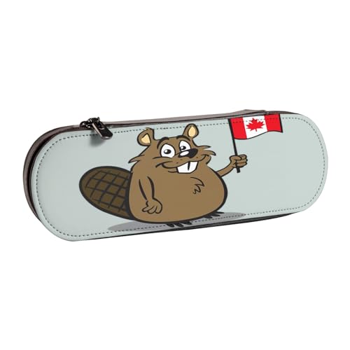 SDFHU Federmäppchen aus Leder mit Biberdruck – vielseitiger Stifthalter aus Leder für Reisen und den täglichen Gebrauch von SDFHU