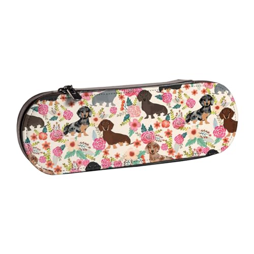 SDFHU Federmäppchen aus Leder mit Dackel-Aufdruck – Vielseitiges Stifteetui aus Leder für Reisen und den täglichen Gebrauch von SDFHU