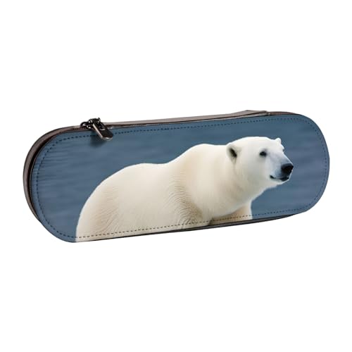 SDFHU Federmäppchen aus Leder mit Eisbär-Aufdruck – vielseitiger Stifthalter aus Leder für Reisen und den täglichen Gebrauch von SDFHU