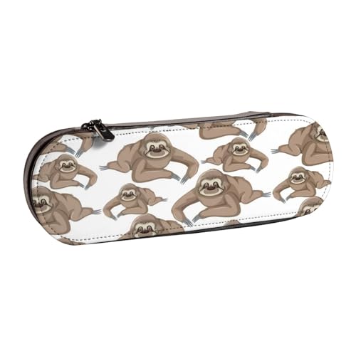 SDFHU Federmäppchen aus Leder mit Faultier-Hintergrund, vielseitiger Stifthalter aus Leder, für Reisen, den täglichen Gebrauch von SDFHU