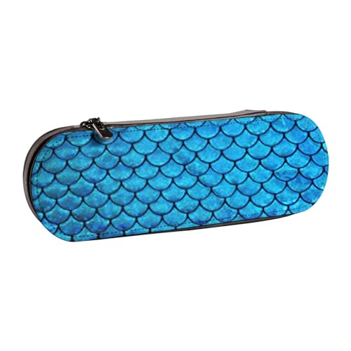 SDFHU Federmäppchen aus Leder mit Fischschuppenmotiv, vielseitiges Federmäppchen aus Leder, für Reisen und den täglichen Gebrauch von SDFHU