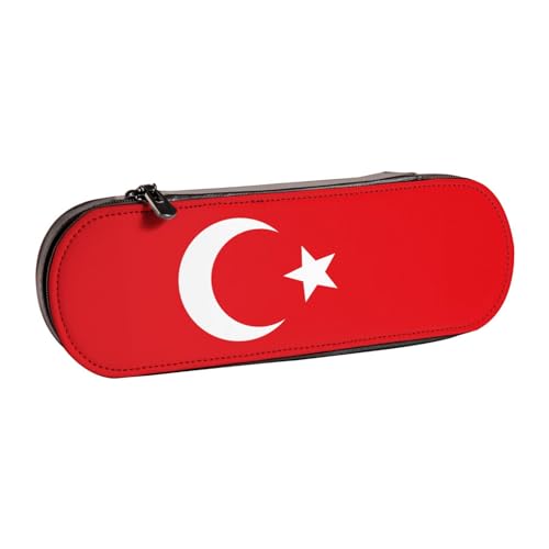 SDFHU Federmäppchen aus Leder mit Flagge der Türkei – vielseitiger Stifthalter aus Leder für Reisen und den täglichen Gebrauch von SDFHU