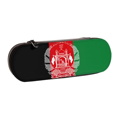 SDFHU Federmäppchen aus Leder mit Flagge von Afghanistan – Vielseitiges Federmäppchen aus Leder für Reisen und den täglichen Gebrauch von SDFHU