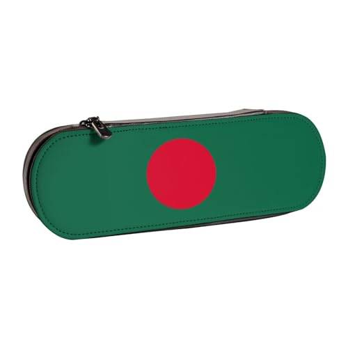 SDFHU Federmäppchen aus Leder mit Flagge von Bangladesch – Vielseitiges Federmäppchen aus Leder für Reisen und den täglichen Gebrauch von SDFHU