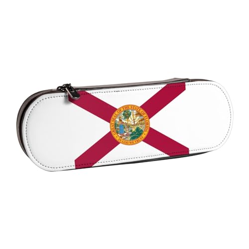 SDFHU Federmäppchen aus Leder mit Flagge von Florida – Vielseitiges Stifteetui aus Leder für Reisen und den täglichen Gebrauch von SDFHU