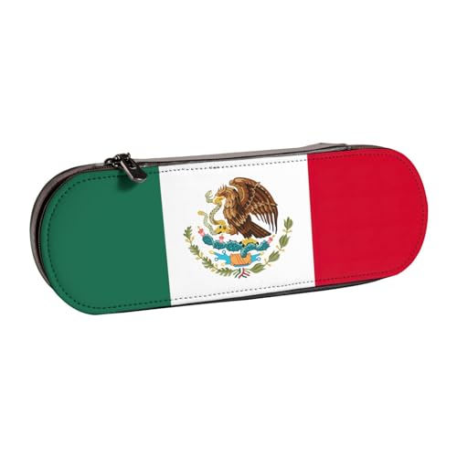 SDFHU Federmäppchen aus Leder mit Flagge von Mexiko – vielseitiger Stifthalter aus Leder für Reisen und den täglichen Gebrauch von SDFHU