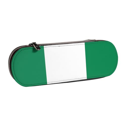 SDFHU Federmäppchen aus Leder mit Flagge von Nigeria – vielseitiger Stifthalter aus Leder für Reisen und den täglichen Gebrauch von SDFHU