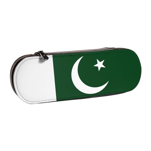 SDFHU Federmäppchen aus Leder mit Flagge von Pakistan – vielseitiger Stifthalter aus Leder für Reisen und den täglichen Gebrauch von SDFHU