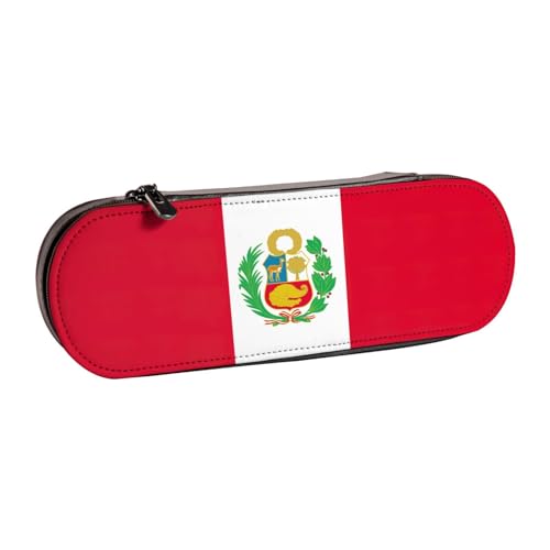 SDFHU Federmäppchen aus Leder mit Flagge von Peru – vielseitiger Stifthalter aus Leder für Reisen und den täglichen Gebrauch von SDFHU