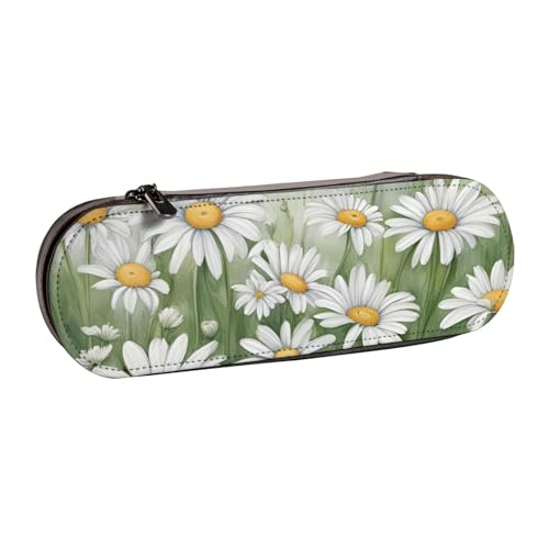SDFHU Federmäppchen aus Leder mit Gänseblümchen-Aufdruck – vielseitiger Stifthalter aus Leder für Reisen und den täglichen Gebrauch von SDFHU