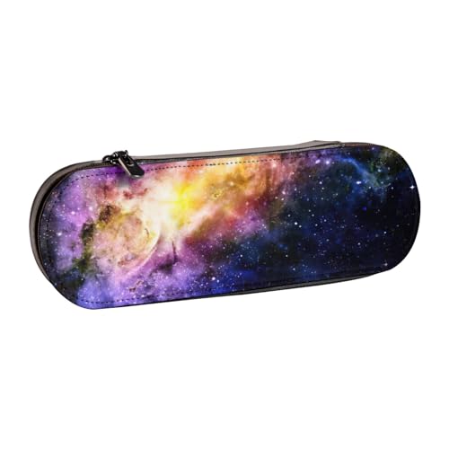 SDFHU Federmäppchen aus Leder mit Galaxie im Universum – Vielseitiges Federmäppchen aus Leder für Reisen und den täglichen Gebrauch von SDFHU