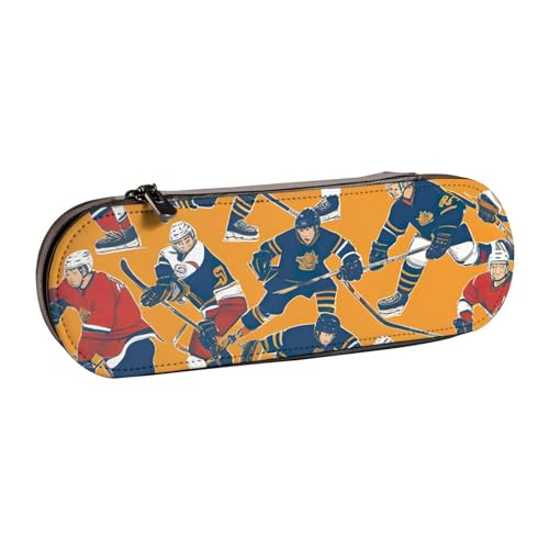 SDFHU Federmäppchen aus Leder mit Hockey-Aufdruck – vielseitiger Stifthalter aus Leder für Reisen und den täglichen Gebrauch von SDFHU