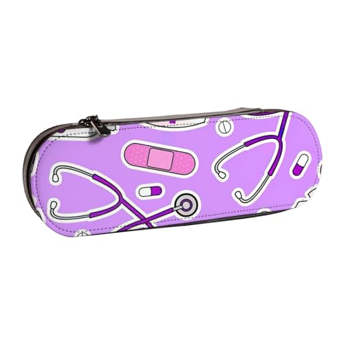 SDFHU Federmäppchen aus Leder mit Krankenschwester-Muster, violett, vielseitig, für Reisen, den täglichen Gebrauch von SDFHU