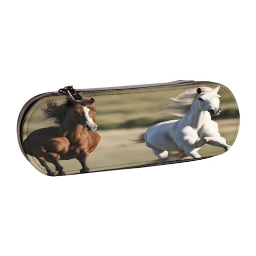 SDFHU Federmäppchen aus Leder mit Laufpferd-Aufdruck – vielseitiger Stifthalter aus Leder für Reisen und den täglichen Gebrauch von SDFHU