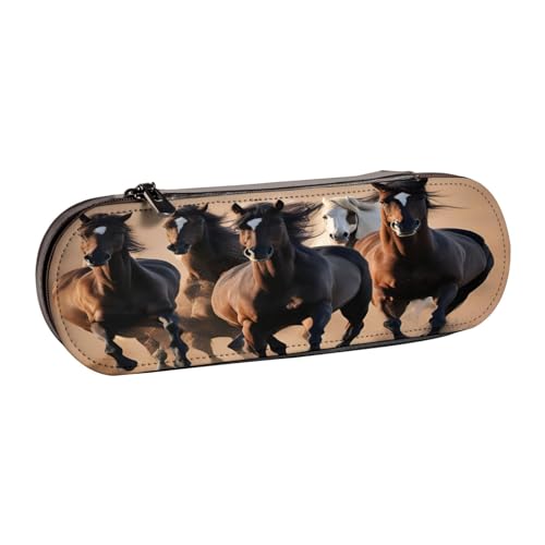 SDFHU Federmäppchen aus Leder mit Laufpferd-Aufdruck – vielseitiger Stifthalter aus Leder für Reisen und den täglichen Gebrauch von SDFHU