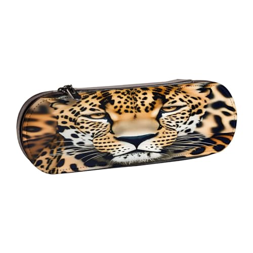 SDFHU Federmäppchen aus Leder mit Leopardenmuster – vielseitiger Stifthalter aus Leder für Reisen und den täglichen Gebrauch von SDFHU