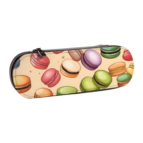 SDFHU Federmäppchen aus Leder mit Macaron-Keksgeschmack, vielseitiges Stifteetui aus Leder, für Reisen und den täglichen Gebrauch von SDFHU