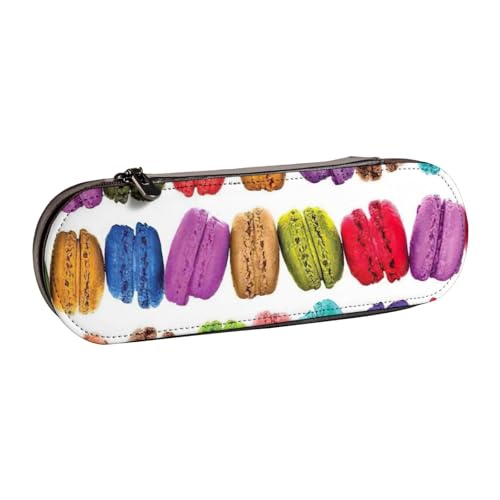 SDFHU Federmäppchen aus Leder mit Macaron-Keksgeschmack, vielseitiges Stifteetui aus Leder, für Reisen und den täglichen Gebrauch von SDFHU