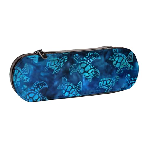 SDFHU Federmäppchen aus Leder mit Meeresschildkröten-Blau – Vielseitiger Stifthalter aus Leder für Reisen und den täglichen Gebrauch von SDFHU