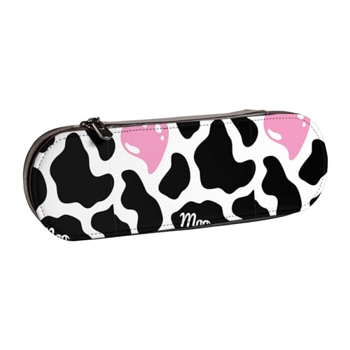 SDFHU Federmäppchen aus Leder mit Milchkuh-Aufdruck, vielseitiges Stifteetui aus Leder, für Reisen, den täglichen Gebrauch von SDFHU