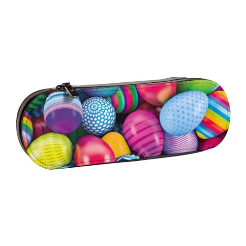 SDFHU Federmäppchen aus Leder mit Ostereier-Aufdruck – vielseitiger Stifthalter aus Leder für Reisen und den täglichen Gebrauch von SDFHU