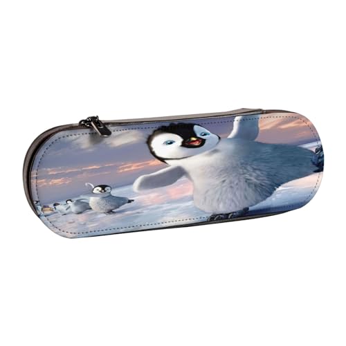 SDFHU Federmäppchen aus Leder mit Pinguin-Aufdruck – Vielseitiges Stifteetui aus Leder für Reisen und den täglichen Gebrauch von SDFHU