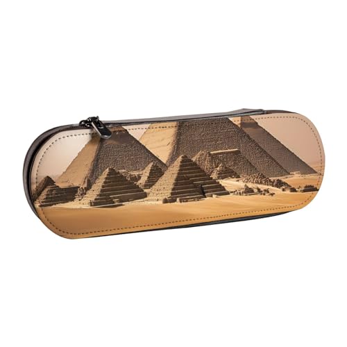 SDFHU Federmäppchen aus Leder mit Pyramiden von Ägypten – vielseitiges Federmäppchen aus Leder für Reisen und den täglichen Gebrauch von SDFHU