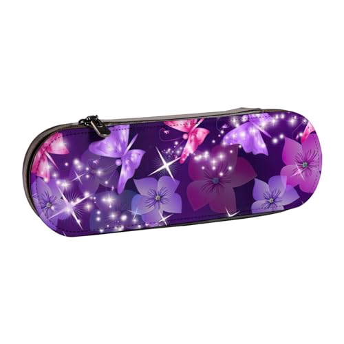 SDFHU Federmäppchen aus Leder mit Schmetterlings-Aufdruck – vielseitiger Stifthalter aus Leder für Reisen und den täglichen Gebrauch von SDFHU