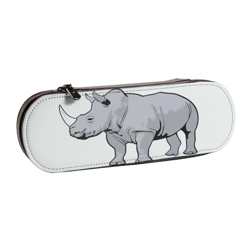 SDFHU Federmäppchen aus Leder mit Tiernashorn-Aufdruck – vielseitiger Stifthalter aus Leder für Reisen und den täglichen Gebrauch von SDFHU