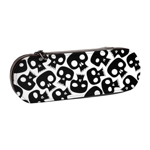 SDFHU Federmäppchen aus Leder mit Totenkopf-Aufdruck – vielseitiger Stifthalter aus Leder für Reisen und den täglichen Gebrauch von SDFHU