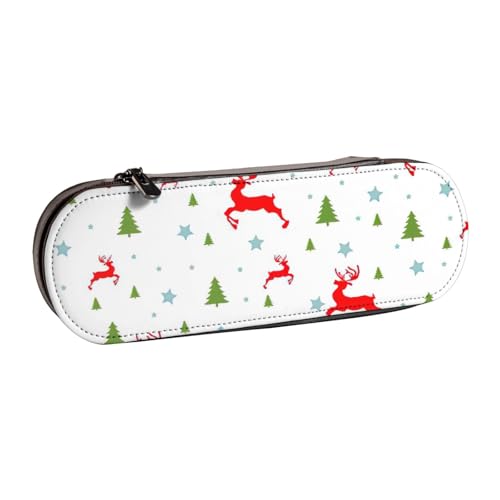 SDFHU Federmäppchen aus Leder mit Weihnachtsmotiven – vielseitiger Stifthalter aus Leder für Reisen und den täglichen Gebrauch von SDFHU