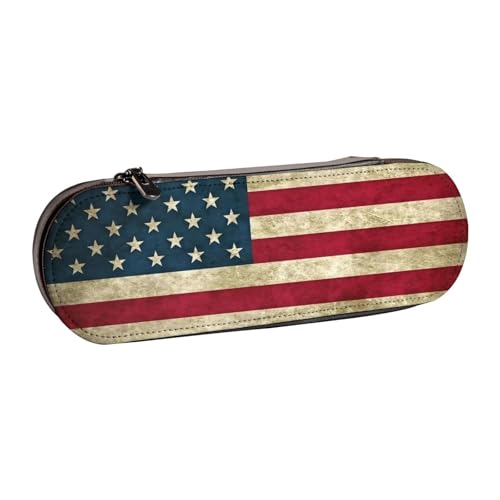SDFHU Federmäppchen aus Leder mit amerikanischer Flagge, vielseitiger Stifthalter aus Leder, für Reisen und den täglichen Gebrauch von SDFHU
