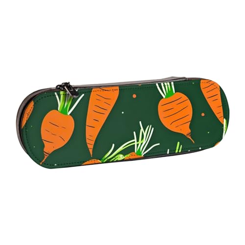 SDFHU Federmäppchen aus Leder mit fröhlichem Karottenmuster – vielseitiger Stifthalter aus Leder für Reisen und den täglichen Gebrauch von SDFHU