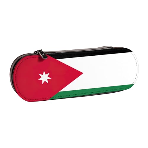 SDFHU Federmäppchen aus Leder mit jordanischer Flagge, vielseitiger Stifthalter aus Leder, für Reisen und den täglichen Gebrauch von SDFHU