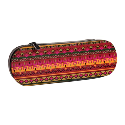 SDFHU Federmäppchen aus Leder mit mexikanischer Volkskunst, Boho-Druck, vielseitiges Stifteetui aus Leder, für Reisen und den täglichen Gebrauch von SDFHU