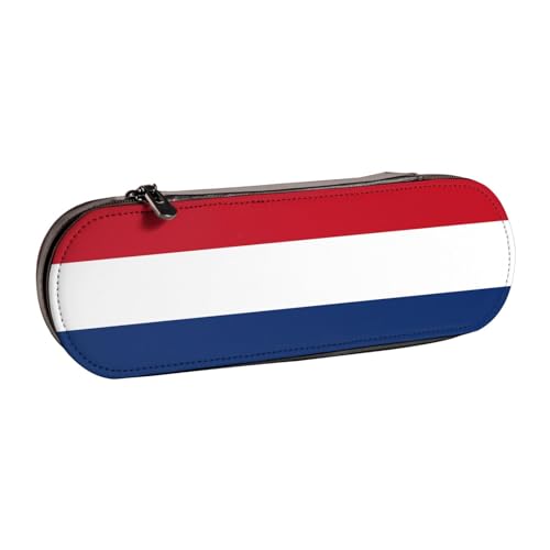 SDFHU Federmäppchen aus Leder mit niederländischer Flagge, vielseitiger Stifthalter aus Leder, für Reisen und den täglichen Gebrauch von SDFHU