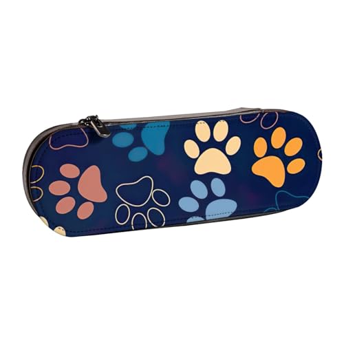 SDFHU Federmäppchen aus Leder mit niedlichem Hundepfotenabdruck – vielseitiger Stifthalter aus Leder für Reisen und den täglichen Gebrauch von SDFHU