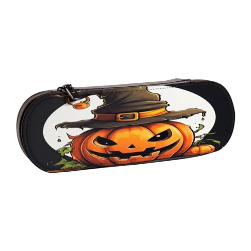 SDFHU Federmäppchen aus Leder mit niedlichem Kürbis-Druck, vielseitiges Stifteetui aus Leder, für Reisen und den täglichen Gebrauch von SDFHU