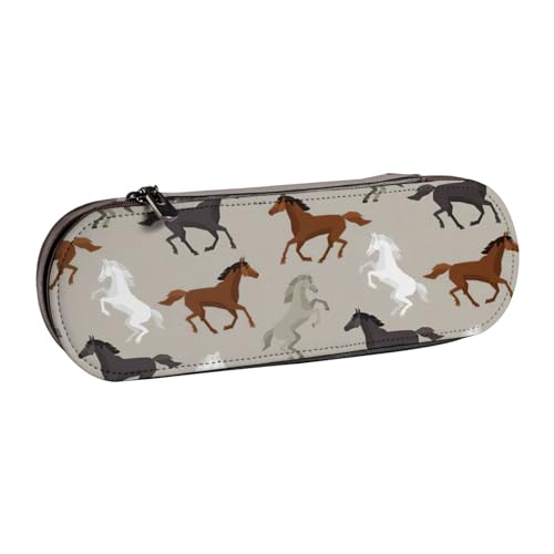 SDFHU Federmäppchen aus Leder mit niedlichem Pferdeaufdruck, vielseitiges Stifteetui aus Leder, für Reisen und den täglichen Gebrauch von SDFHU