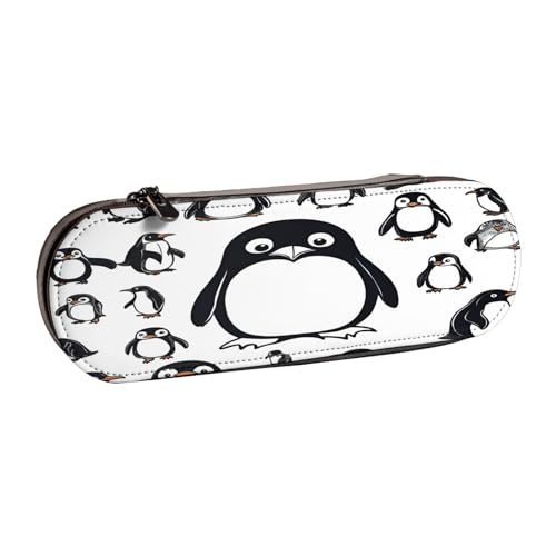 SDFHU Federmäppchen aus Leder mit niedlichem Pinguin-Druck – vielseitiger Stifthalter aus Leder für Reisen und den täglichen Gebrauch von SDFHU