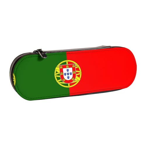 SDFHU Federmäppchen aus Leder mit portugiesischer Flagge, vielseitiger Stifthalter aus Leder, für Reisen und den täglichen Gebrauch von SDFHU