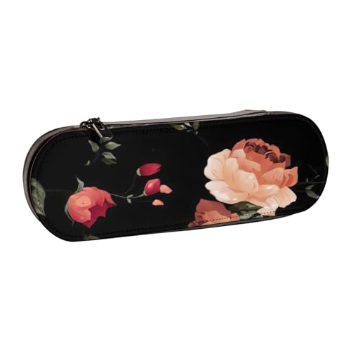 SDFHU Federmäppchen aus Leder mit schönem Blumendruck, vielseitiges Stifteetui aus Leder, für Reisen und den täglichen Gebrauch von SDFHU