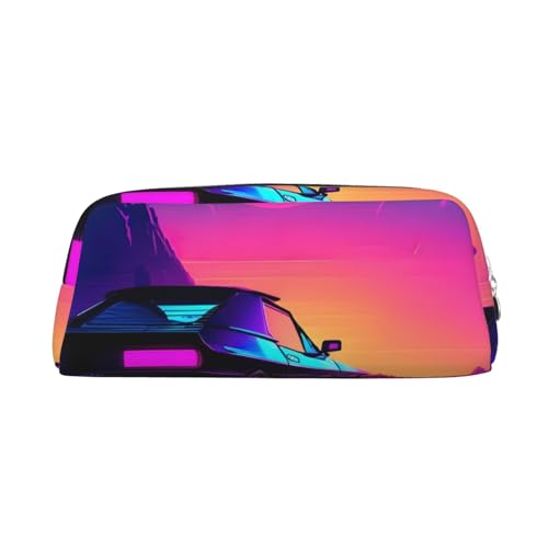 SDFHU Federmäppchen für Erwachsene, Retrowave-Bilder, vielseitiges Federmäppchen, Reißverschluss, multifunktionales Federmäppchen mit Reißverschluss von SDFHU